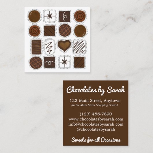 チョコレートボンボンキャンディショップショコラティエ スクエア名刺 (正面/裏面)