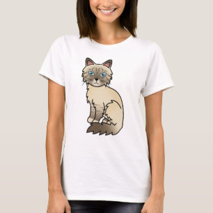 チョコレートポイントタビーバーマン/ラグドール漫画の猫 Tシャツ