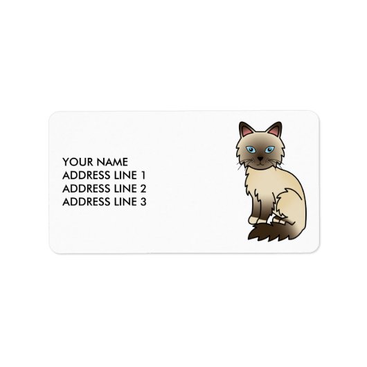 チョコレートポイントバーマン/ラグドール猫&カスタム文字 ラベル (正面)