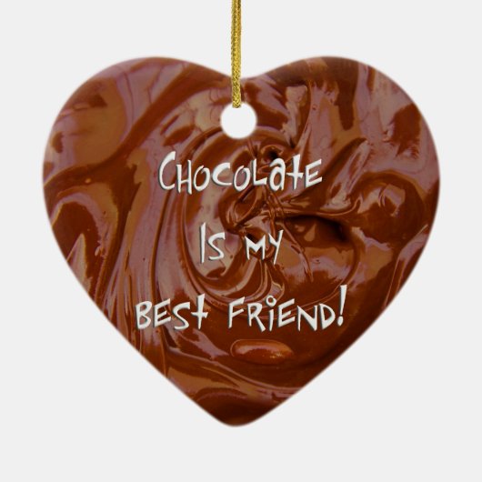 チョコレートマイフレンド最高ののハートオーナメント セラミックオーナメント (裏面)