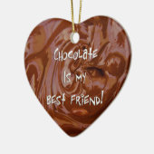 チョコレートマイフレンド最高ののハートオーナメント セラミックオーナメント (左)