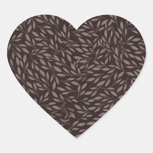 チョコレートマウヴ葉ピンクボタニカル結婚ズ ハートシール (正面)