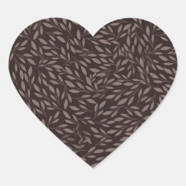 チョコレートマウヴ葉ピンクボタニカル結婚ズ ハートシール