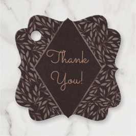 チョコレートマウヴ葉ピンクボタニカル結婚ズ フェイバータグ