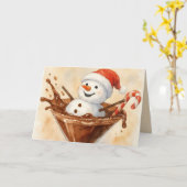 チョコレートマティーニのクリスマススノーマン カード (黄色い花)