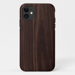 チョコレートマホガニーの暗い木製の穀物の質 iPhone 11 ケース