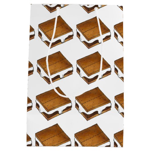 チョコレートマーシュマロキャンプスモアスモア抱き枕 ミディアムペーパーバッグ (裏面)