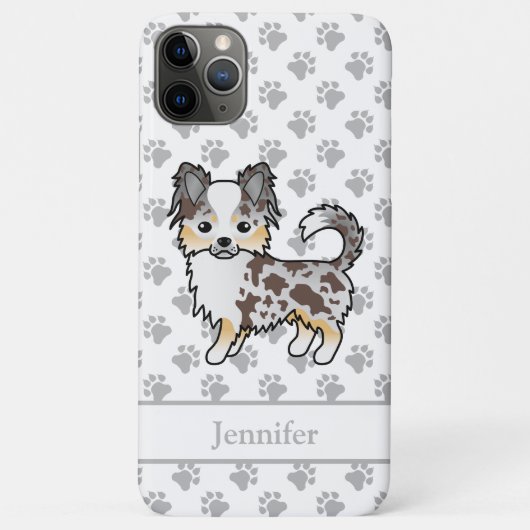 チョコレートマールロングコートチワワ犬+名前 Case-Mate iPhoneケース (裏面)