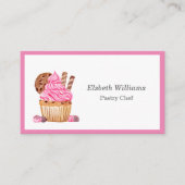 チョコレートミニマリスト付き水色ピンクカップケーキ 名刺 (正面)