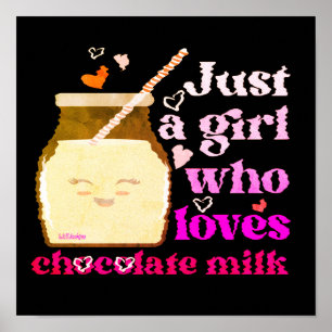 チョコレートミルクが大好きな女おもしろいの子 ポスター