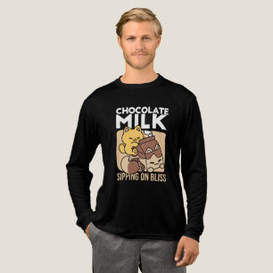 チョコレートミルクで幸せを飲む – かわいい猫の食べ物 トライブレンドTシャツ
