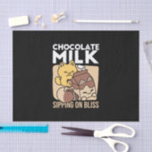 チョコレートミルクで幸せを飲む – かわいい猫の食べ物 薄葉紙 (クラフト)
