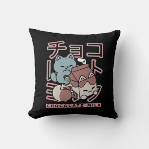 チョコレートミルクのかわいい猫 – 日本のポップアート クッション
