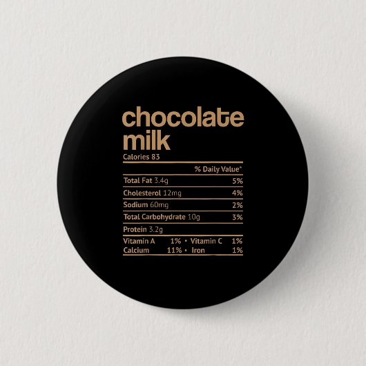 チョコレートミルクの栄養の事実感謝祭おもしろい 缶バッジ (正面)