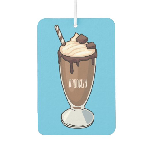 チョコレートミルクシェイク漫画イラストレーション カーエアーフレッシュナー (正面)