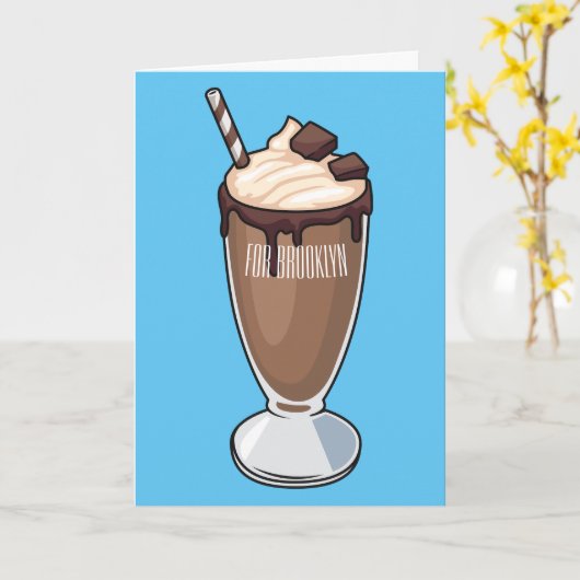 チョコレートミルクシェイク漫画イラストレーション カード (黄色い花)