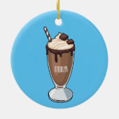 チョコレートミルクシェイク漫画イラストレーション セラミックオーナメント (裏面)