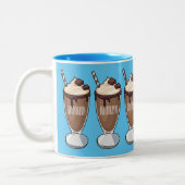 チョコレートミルクシェイク漫画イラストレーション ツートーンマグカップ (左)