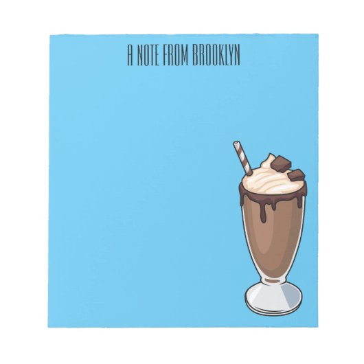 チョコレートミルクシェイク漫画イラストレーション ノートパッド (正面)