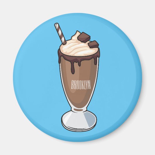 チョコレートミルクシェイク漫画イラストレーション マグネット (正面)