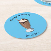 チョコレートミルクシェイク漫画イラストレーション ラウンドペーパーコースター (アングル)