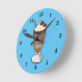 チョコレートミルクシェイク漫画イラストレーション ラウンド壁時計 (傾斜)