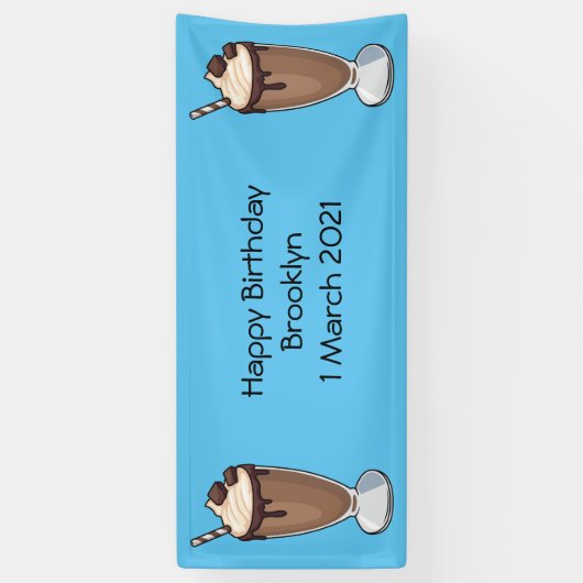 チョコレートミルクシェイク漫画イラストレーション 横断幕 (縦)