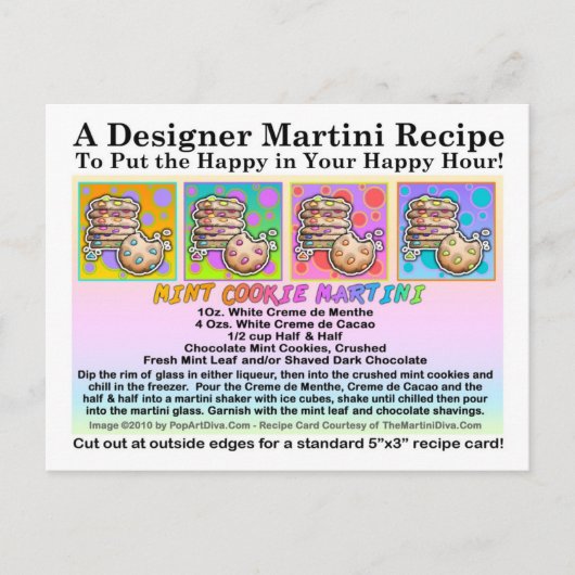 チョコレートミントクッキーマルティーニレシピカードポストカード ポストカード (正面)