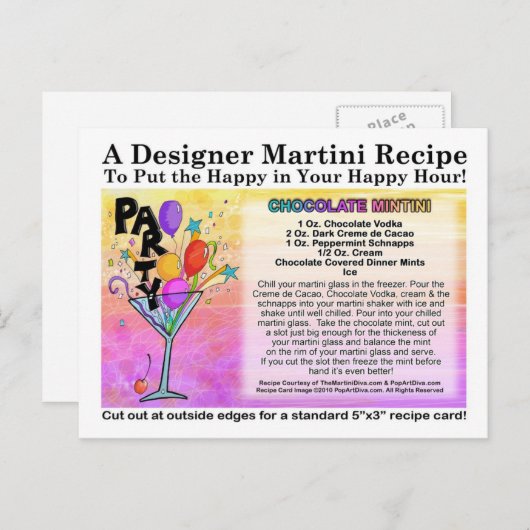 チョコレートミントマティーニのレシピカード ポストカード (正面/裏面)