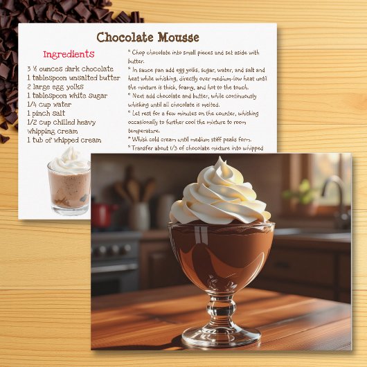 チョコレートムースのレシピカード ポストカード