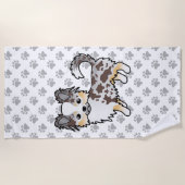 チョコレートメルルロングコートチワホアドッグ&ポーズ ビーチタオル (正面)