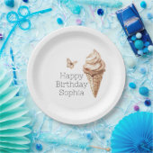 チョコレートモチャアイスクリームコーン誕生日 ペーパープレート (パーティー)