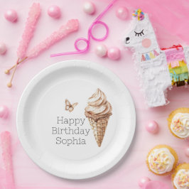 チョコレートモチャアイスクリームコーン誕生日 ペーパープレート