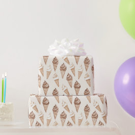 チョコレートモチャアイスクリームコーン誕生日 ラッピングペーパー