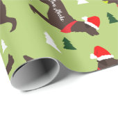 チョコレートラカスタマイズボースクリスマス犬の名前を追加 ラッピングペーパー (ロールコーナー)