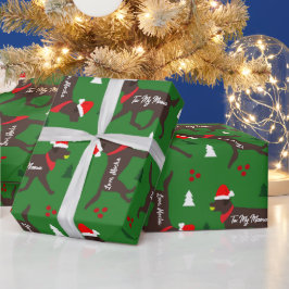 チョコレートラカスタマイズボースクリスマス犬の名前を追加 ラッピングペーパー
