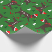 チョコレートラカスタマイズボースクリスマス犬の名前を追加 ラッピングペーパー (角)