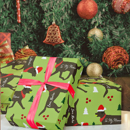 チョコレートラカスタマイズボースクリスマス犬の名前を追加 ラッピングペーパー