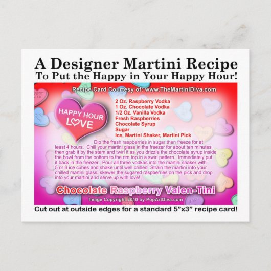 チョコレートラズベリーバレンタインマルティーニポストカード ポストカード (正面)