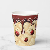 チョコレートラバーのパーティーカップ、チョコレートさくらんぼ 紙コップ (裏面)