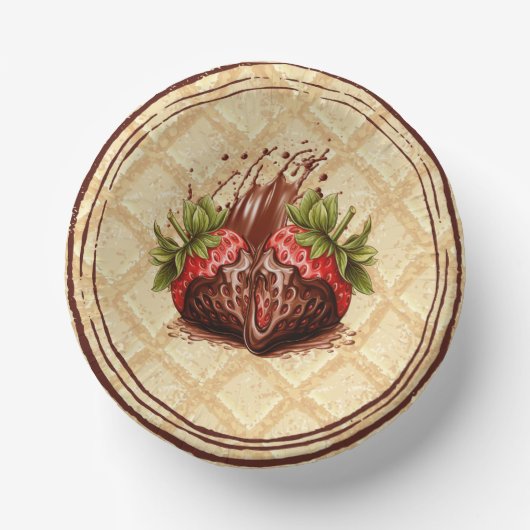 チョコレートラバーのボウル、チョコレートディップストロベリー ペーパーボウル (正面)