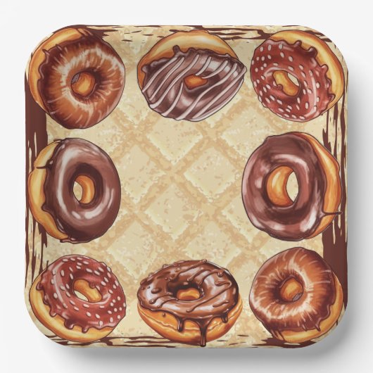 チョコレートラバーの紙プレートチョコレートドーナツ ペーパープレート (正面)