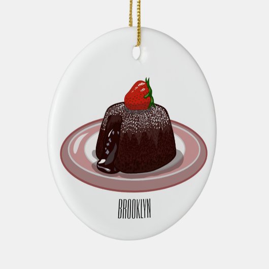 チョコレートラバーケーキ漫画イラストレーション セラミックオーナメント (右)
