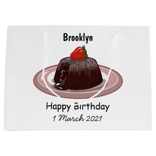 チョコレートラバーケーキ漫画イラストレーション ラージペーパーバッグ (正面)