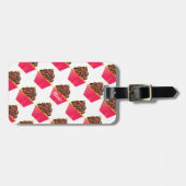 チョコレートラバーピンクパーソナライズされたカップケーキの散水 ラゲッジタグ (正面横)