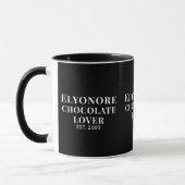 チョコレートラバー ホワイトスクリプト 名前入り設立年 マグカップ (左)