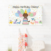 チョコレートラブラドゥードルの犬の誕生日パーティー 横断幕 (インサイチュ)