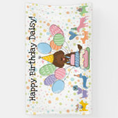 チョコレートラブラドゥードルの犬の誕生日パーティー 横断幕 (縦)