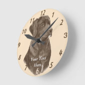 チョコレートラブラドル犬のような生き写しのペットのポータ ラウンド壁時計 (傾斜)