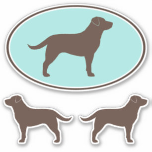 チョコレートラブラドル・レトリーバー犬のシルエットのステッカー シール